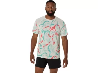 BLUSA DE MANGA CURTA COM ESTAMPA DE ESTRADA POR TODA A PEÇA