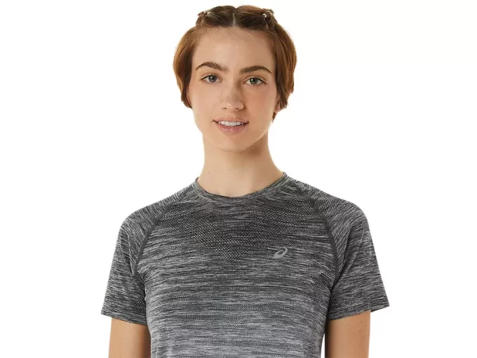 Blusa feminina de manga curta sem costura Blusa feminina de manga curta sem costura