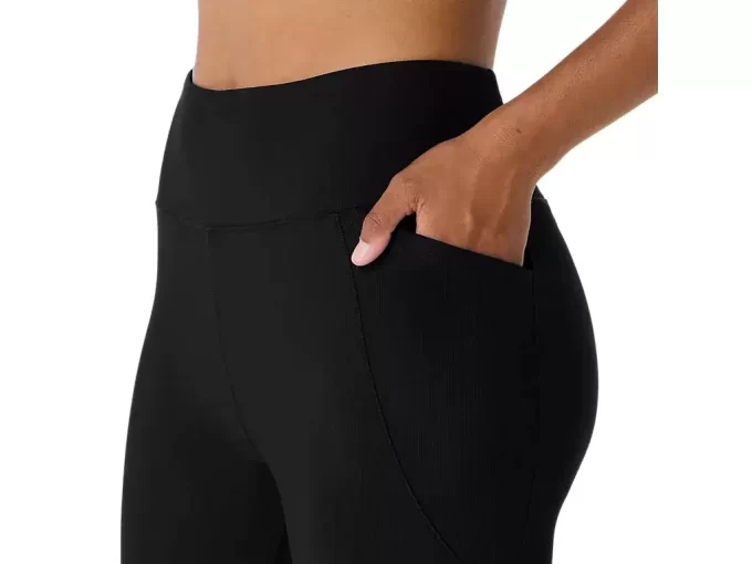Calça feminina canelada de cintura alta 7/8 justa Calça feminina canelada de cintura alta 7/8 justa