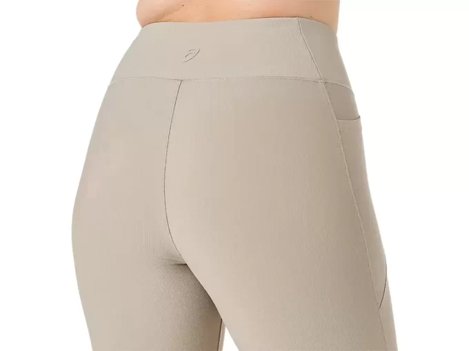 Calça feminina canelada de cintura alta 7/8 justa Calça feminina canelada de cintura alta 7/8 justa