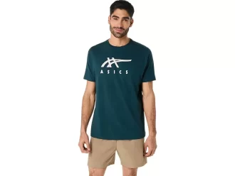 Camiseta de manga curta listrada da ASICS Camiseta de manga curta listrada da ASICS