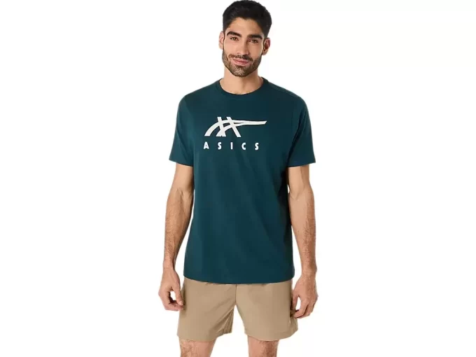 Camiseta de manga curta listrada da ASICS Camiseta de manga curta listrada da ASICS