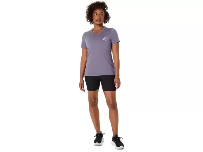 CAMISETA FEMININA ASICS NATURE DE MANGA CURTA COM DECOTE EM V CAMISETA FEMININA ASICS NATURE DE MANGA CURTA COM DECOTE EM V