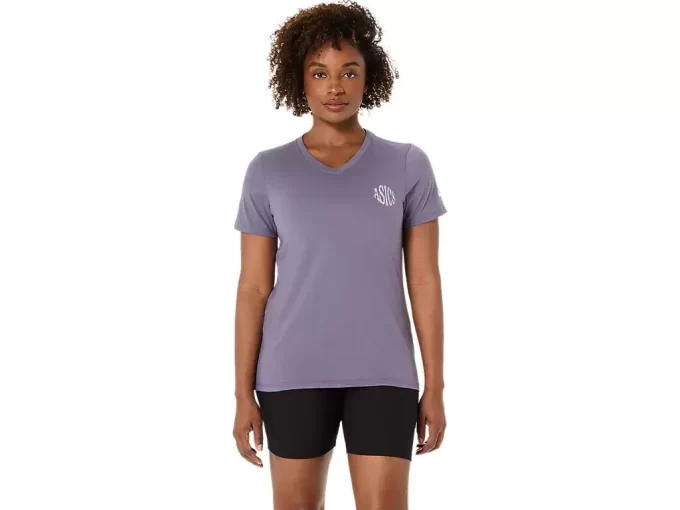 CAMISETA FEMININA ASICS NATURE DE MANGA CURTA COM DECOTE EM V CAMISETA FEMININA ASICS NATURE DE MANGA CURTA COM DECOTE EM V