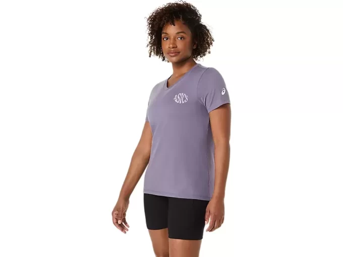 CAMISETA FEMININA ASICS NATURE DE MANGA CURTA COM DECOTE EM V CAMISETA FEMININA ASICS NATURE DE MANGA CURTA COM DECOTE EM V