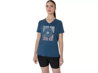 CAMISETA FEMININA COM DECOTE EM V E ESTAMPA DE GIRASSOL