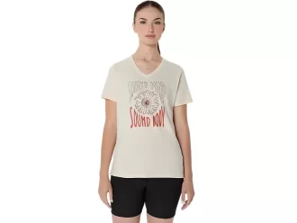 CAMISETA FEMININA COM DECOTE EM V E ESTAMPA DE GIRASSOL
