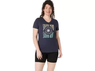 CAMISETA FEMININA COM DECOTE EM V E ESTAMPA DE GIRASSOL