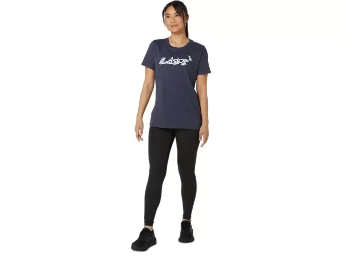 Camiseta feminina de manga curta com estampa floral da Asics Camiseta feminina de manga curta com estampa floral da Asics