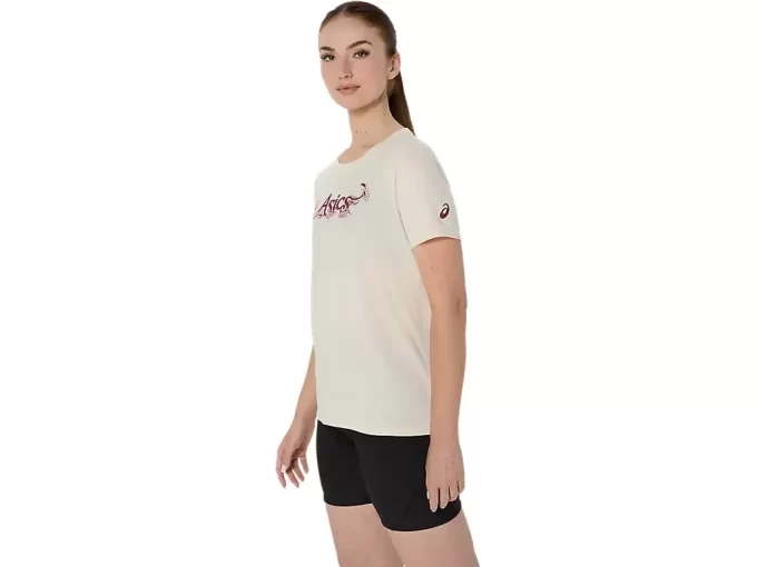 Camiseta feminina de manga curta com estampa floral da Asics Camiseta feminina de manga curta com estampa floral da Asics