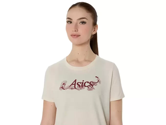 Camiseta feminina de manga curta com estampa floral da Asics Camiseta feminina de manga curta com estampa floral da Asics