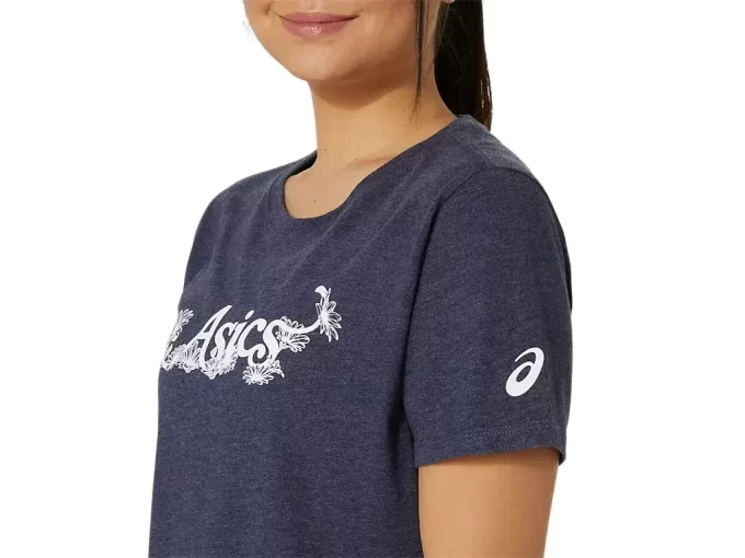 Camiseta feminina de manga curta com estampa floral da Asics Camiseta feminina de manga curta com estampa floral da Asics