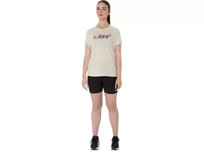 Camiseta feminina de manga curta com estampa floral da Asics Camiseta feminina de manga curta com estampa floral da Asics