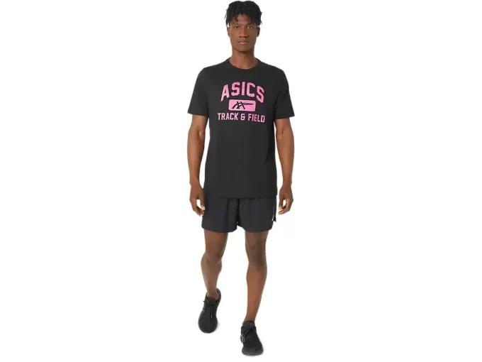 Camiseta unissex ASICS de atletismo com estampa.