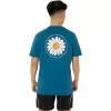 Camiseta unissex de manga curta com estampa de margaridas nas costas da Asics Camiseta unissex de manga curta com estampa de margaridas nas costas da Asics