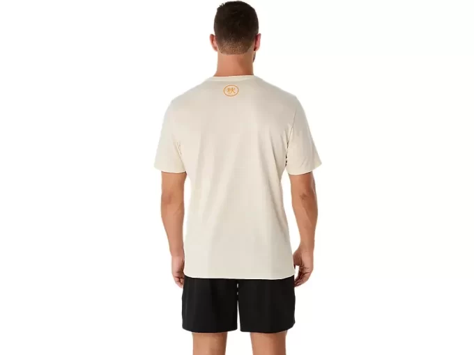 Camiseta unissex de manga curta com logo espiral degradê